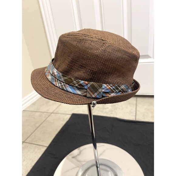 Free Authority Fedora Straw Hat Gingham Unisex Summer BeachCap SZ L/XL:Pre-owned - Picture 5 of 10